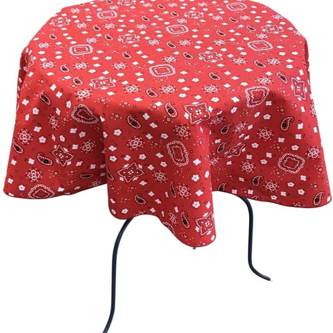 RED - Bandanna - Round Print Poly Cotton Tablecloth, Table Cover Fabric Table Cloth for Dinning, Kitchen, Party, Holiday