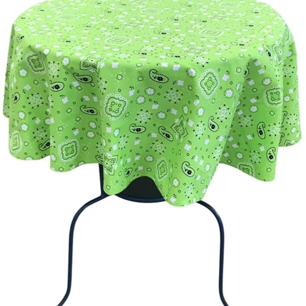 LIME - Bandanna - Round Print Poly Cotton Tablecloth, Table Cover Fabric Table Cloth for Dinning, Kitchen, Party, Holiday