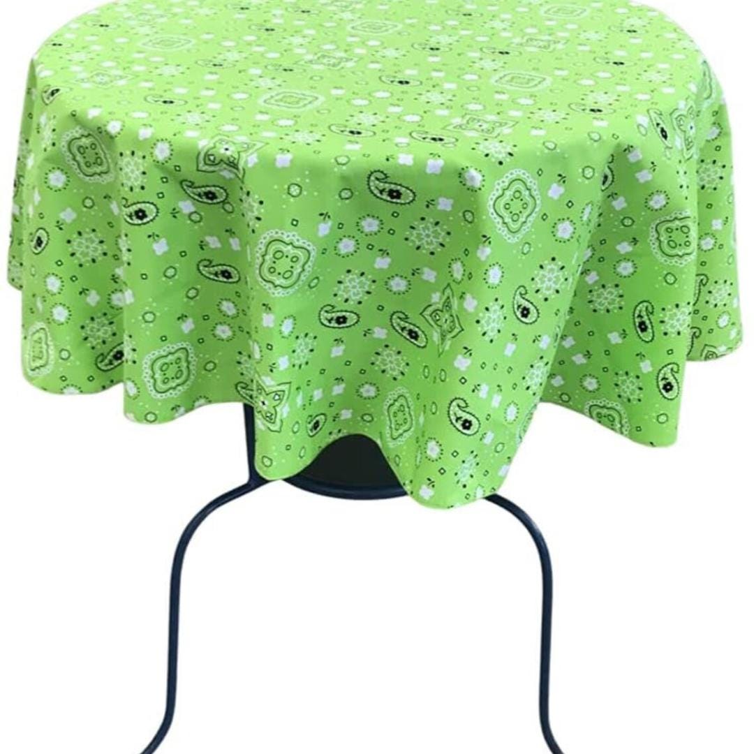 LIME - Bandanna - Round Print Poly Cotton Tablecloth, Table Cover Fabric Table Cloth for Dinning, Kitchen, Party, Holiday