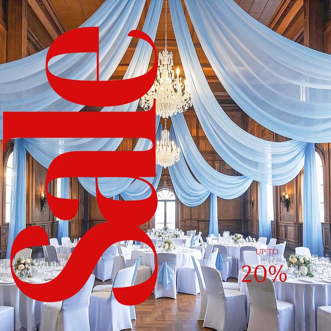 LT BLUE - 6 Panels Ceiling Drapes for Wedding 5ftx33ft Sheer Drapery Chiffon Fabric Arch Draping for Party Ceremony Birthday Baby Shower