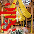 GOLD - 6 Panels Ceiling Drapes for Wedding 5ftx21ft Sheer Drapery Chiffon Fabric Arch Draping for Party Ceremony Birthday Baby Shower