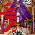 PURPLE - 6 Panels Ceiling Drapes for Wedding 5ftx21ft Sheer Drapery Chiffon Fabric Arch Draping for Party Ceremony Birthday Baby Shower