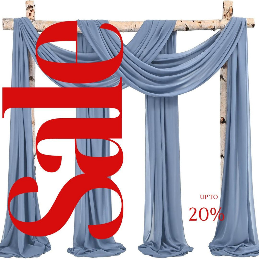 DUSTY BLUE - Wedding Arch Draping Fabric 4 Panels 28" x 21 Ft Wedding Arch Drapes for Ceremony Chiffon Fabric Drapes Arbor Drapery Wedding