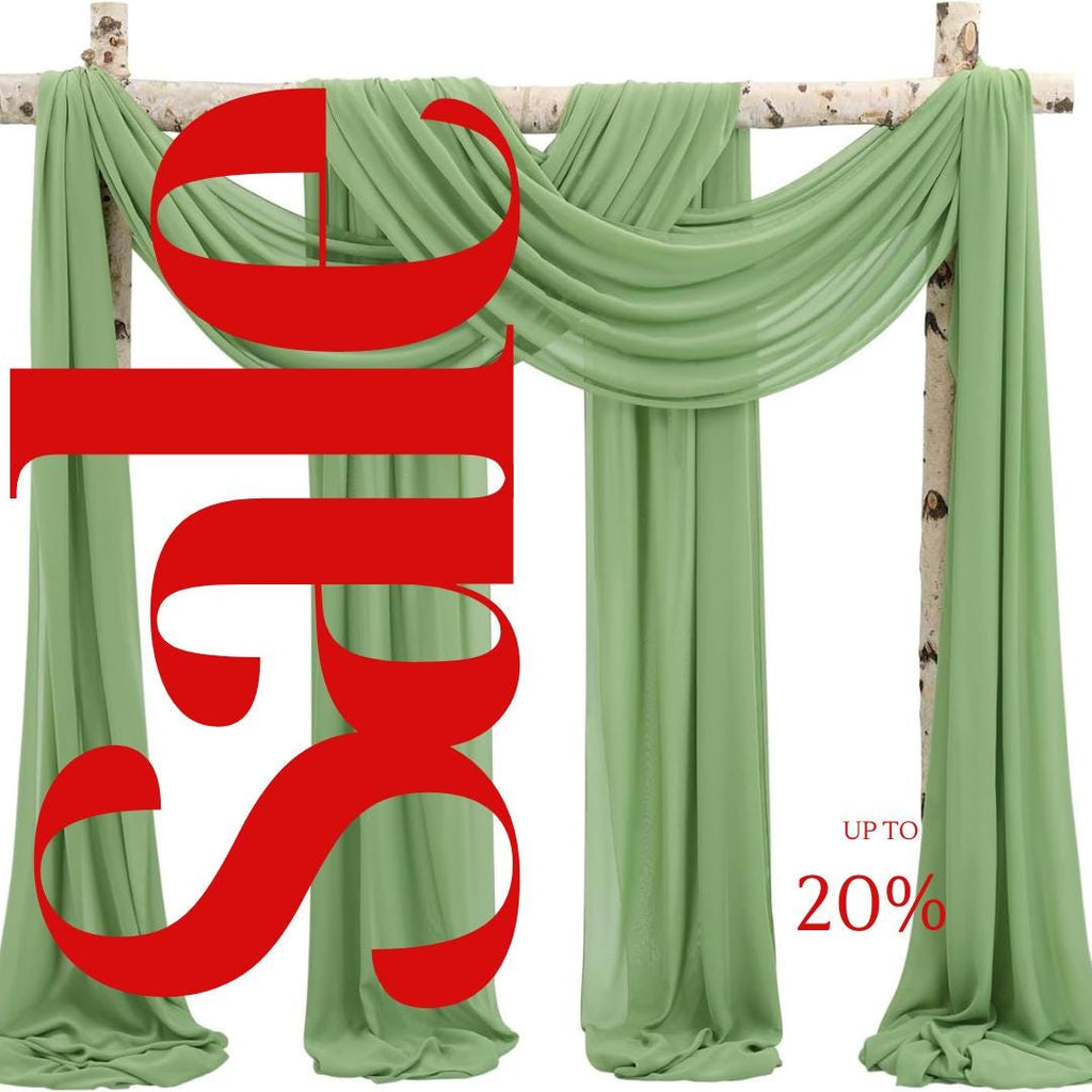 SAGE - Wedding Arch Draping Fabric 4 Panels 28" x 21 Ft Wedding Arch Drapes for Ceremony Chiffon Fabric Drapes Arbor Drapery Wedding