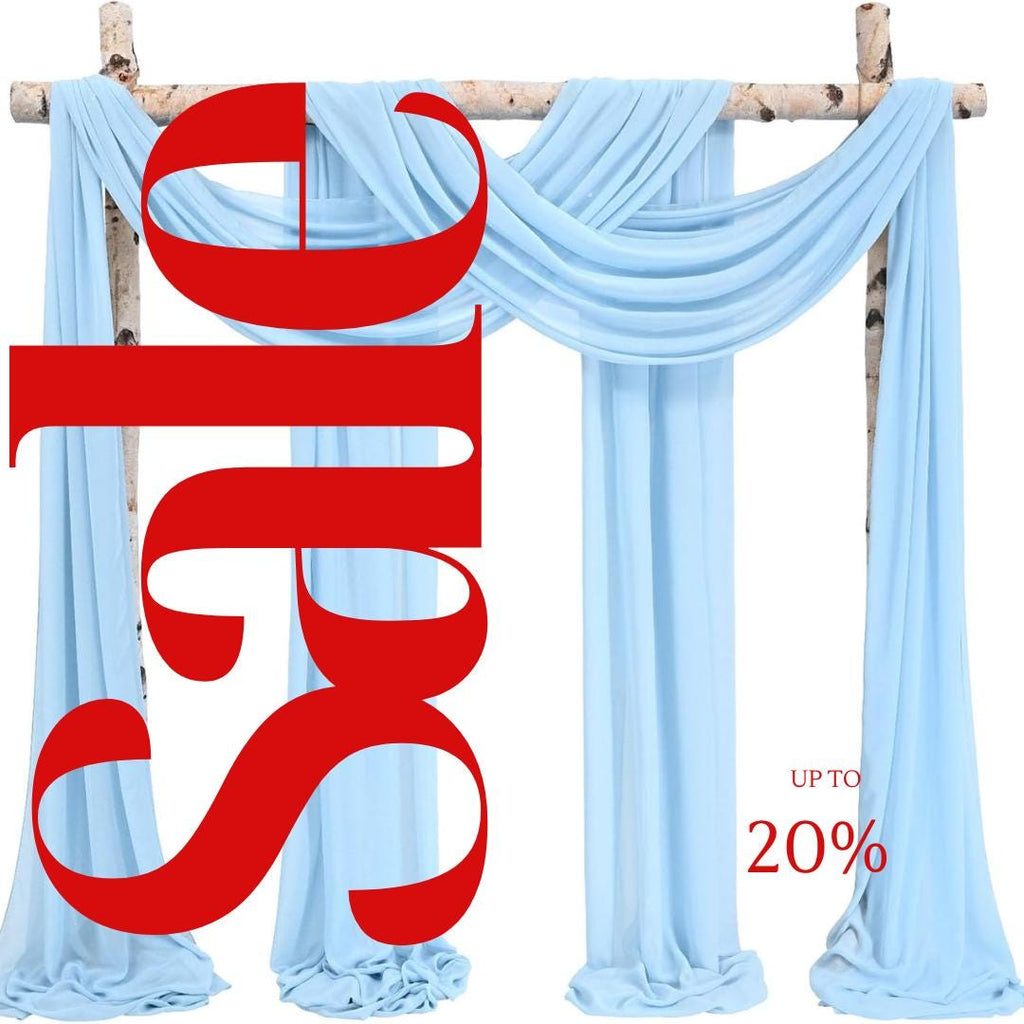 LT BLUE - Wedding Arch Draping Fabric 4 Panels 28" x 21 Ft Wedding Arch Drapes for Ceremony Chiffon Fabric Drapes Arbor Drapery Wedding