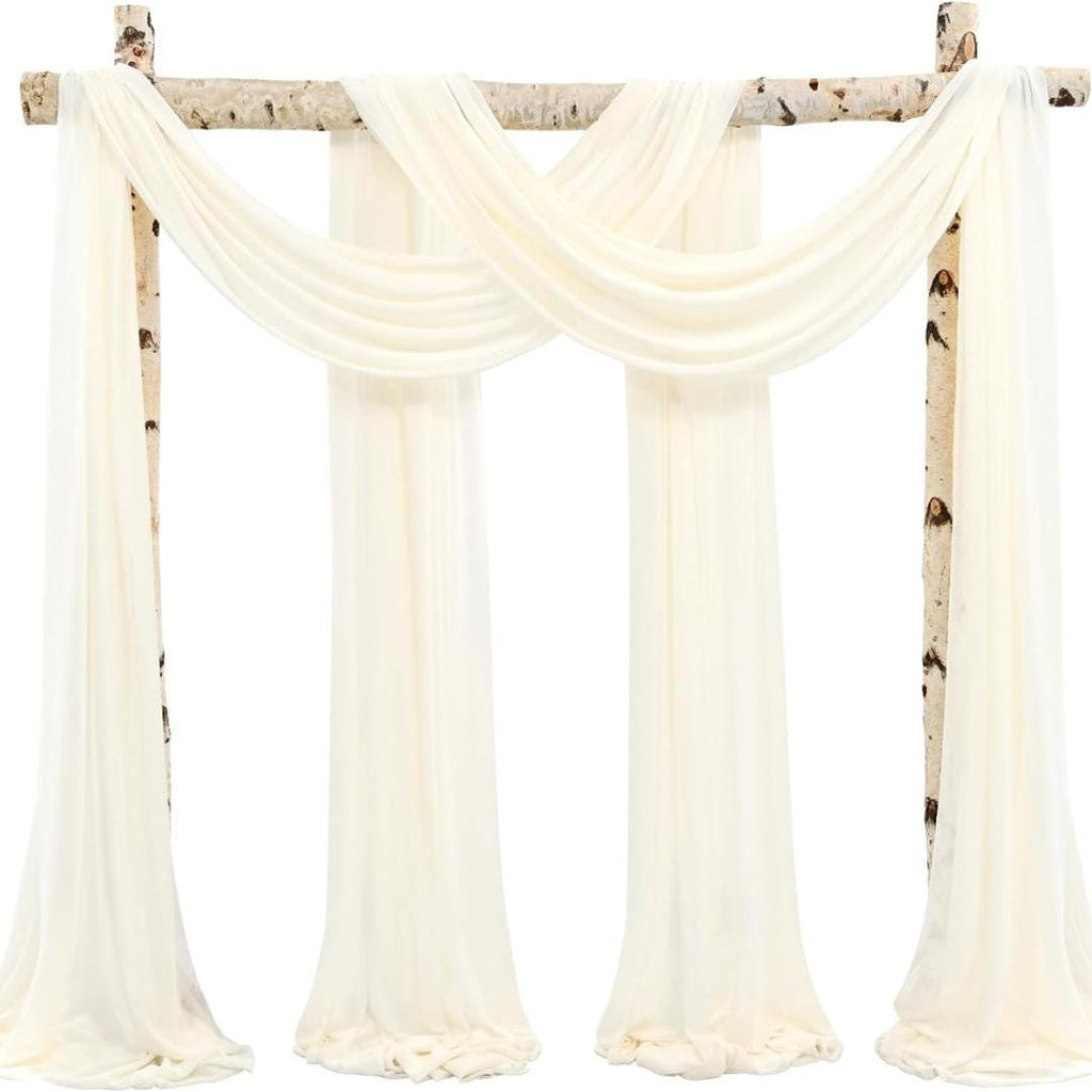 IVORY - Wedding Arch Draping Fabric 4 Panels 28" x 21 Ft Wedding Arch Drapes for Ceremony Chiffon Fabric Drapes Arbor Drapery Wedding