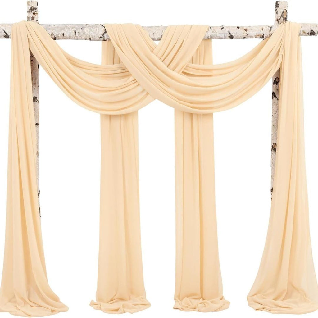 CHAMPAGNE - Wedding Arch Draping Fabric 4 Panels 28" x 21 Ft Wedding Arch Drapes for Ceremony Chiffon Fabric Drapes Arbor Drapery Wedding