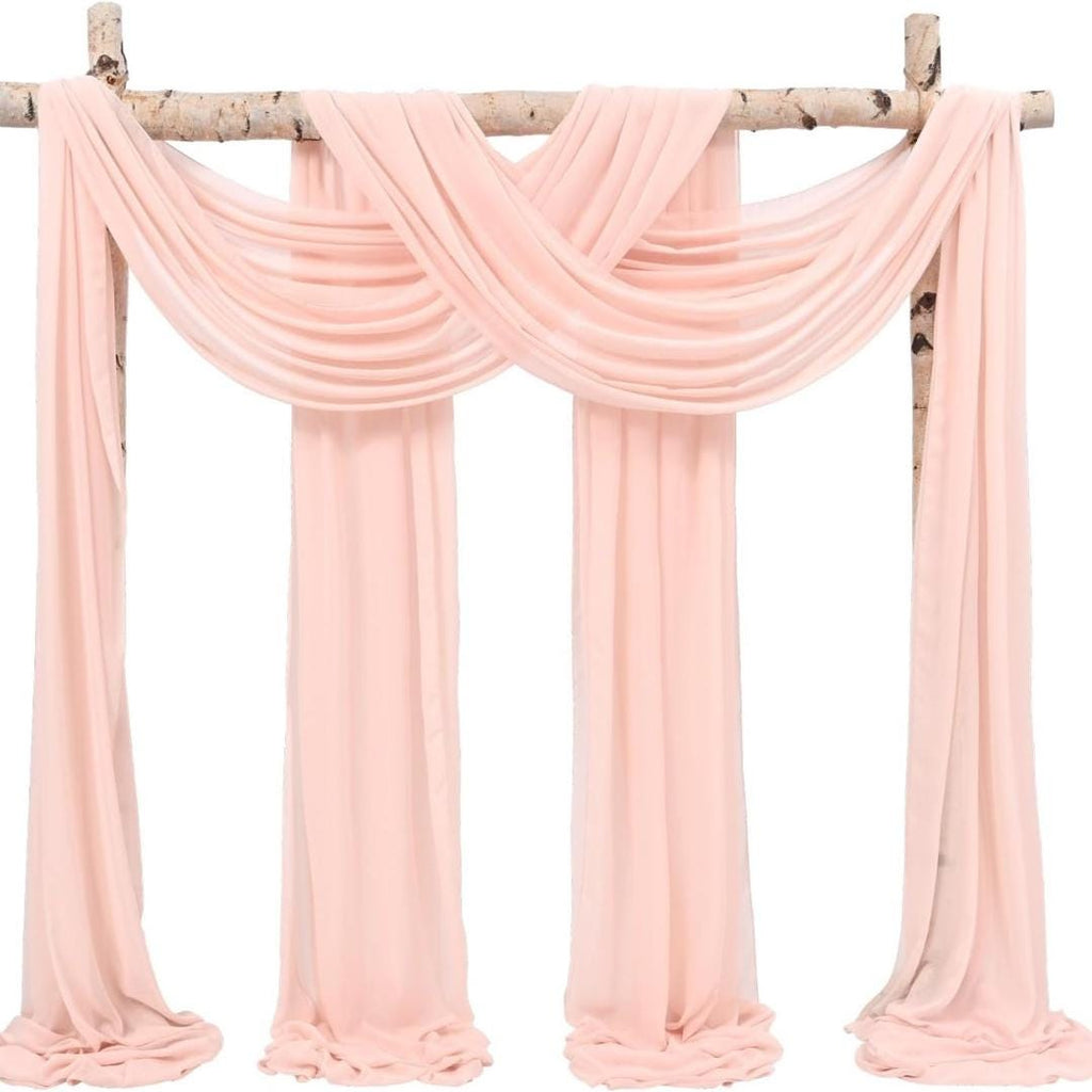 BLUSH - Wedding Arch Draping Fabric 4 Panels 28" x 21 Ft Wedding Arch Drapes for Ceremony Chiffon Fabric Drapes Arbor Drapery Wedding