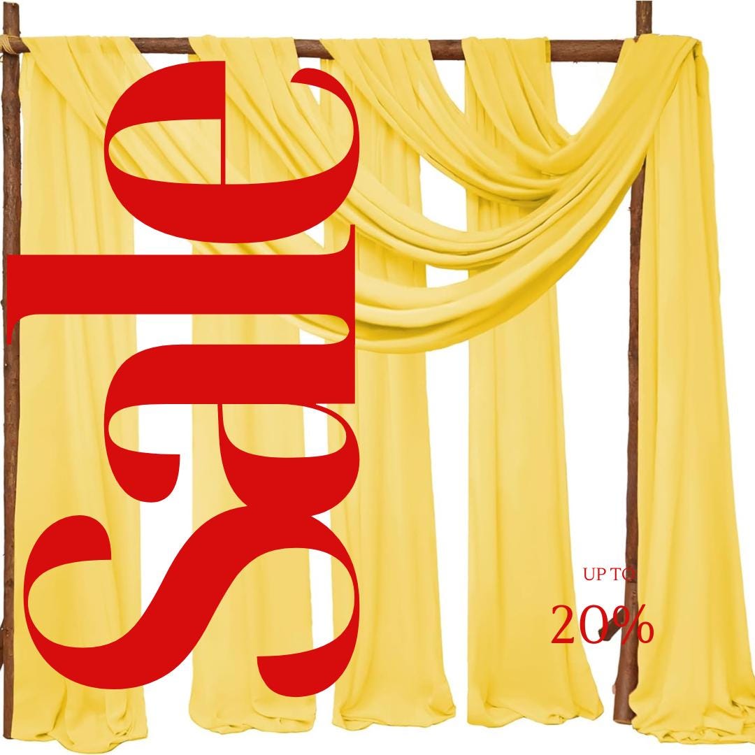YELLOW - Wedding Arch Draping Fabric 4 Panels 28" x 21 Ft Wedding Arch Drapes for Ceremony Chiffon Fabric Drapes Arbor Drapery Wedding