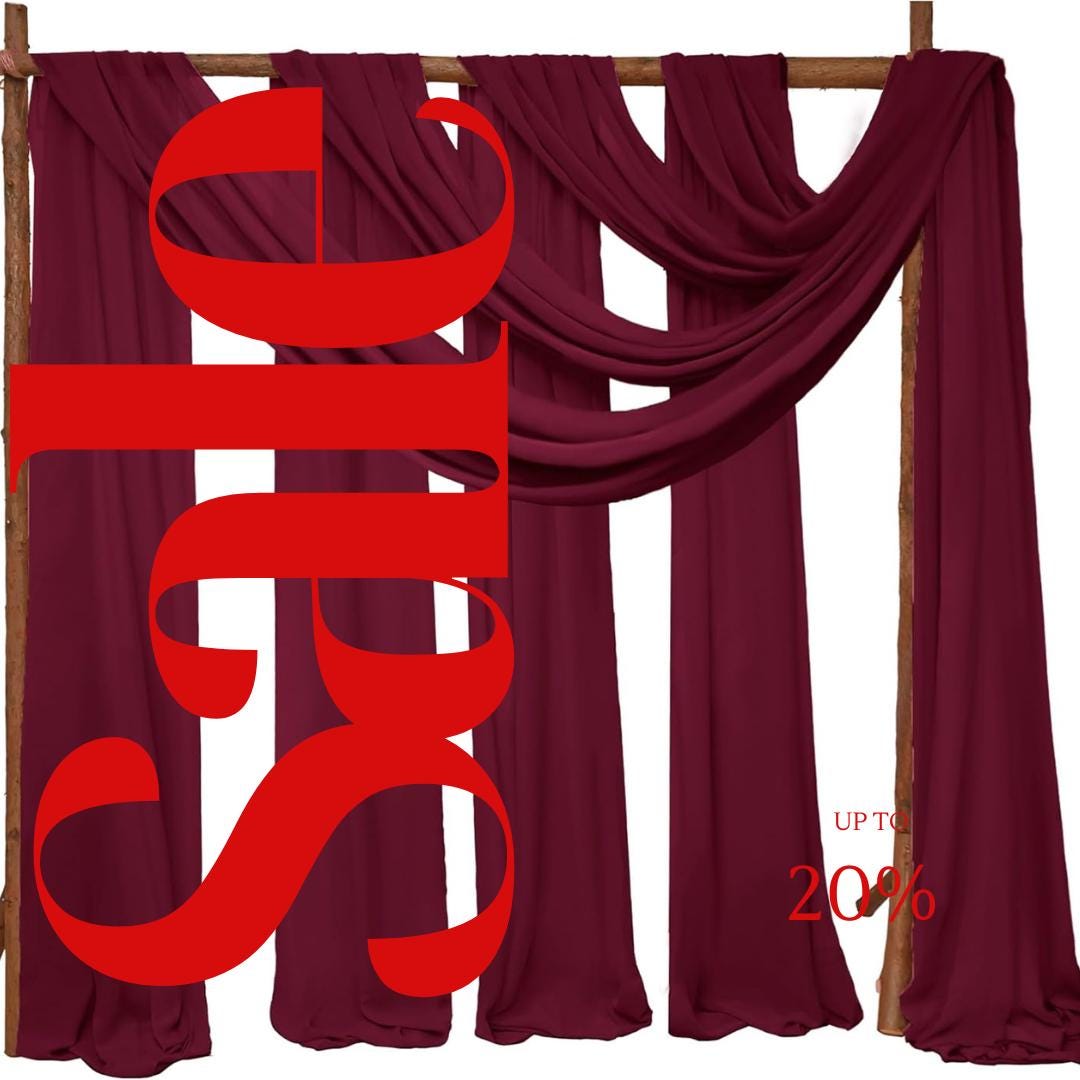 BURGUNDY - Wedding Arch Draping Fabric 4 Panels 28" x 21 Ft Wedding Arch Drapes for Ceremony Chiffon Fabric Drapes Arbor Drapery Wedding