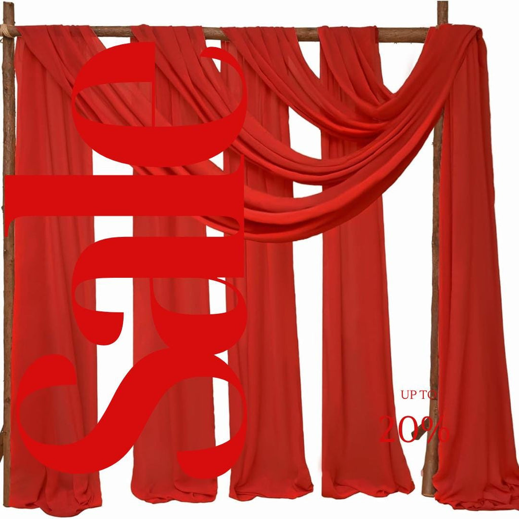RED - Wedding Arch Draping Fabric 4 Panels 28" x 21 Ft Wedding Arch Drapes for Ceremony Chiffon Fabric Drapes Arbor Drapery Wedding