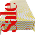 Chevron/Zig Zag  - Print Poly Cotton Tablecloth Table Cover Fabric Table Cloth for Dinning, Kitchen, Party. White & Yellow