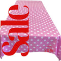 Polka Dot  - Print Poly Cotton Tablecloth Table Cover Fabric Table Cloth for Dinning, Kitchen, Party. White Dot on Pink
