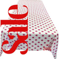 Polka Dot  - Print Poly Cotton Tablecloth Table Cover Fabric Table Cloth for Dinning, Kitchen, Party. Fuchsia Dot on White