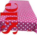 Polka Dot  - Print Poly Cotton Tablecloth Table Cover Fabric Table Cloth for Dinning, Kitchen, Party. White Dot on Fuchsia,