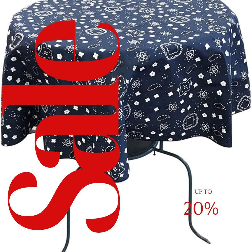 NAVY - Bandanna - Round Print Poly Cotton Tablecloth, Table Cover Fabric Table Cloth for Dinning, Kitchen, Party, Holiday