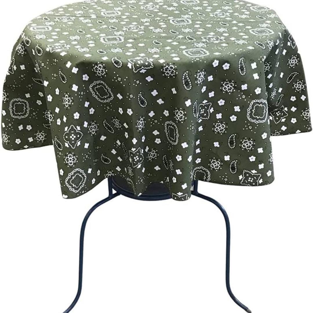 OLIVE - Bandanna - Round Print Poly Cotton Tablecloth, Table Cover Fabric Table Cloth for Dinning, Kitchen, Party, Holiday