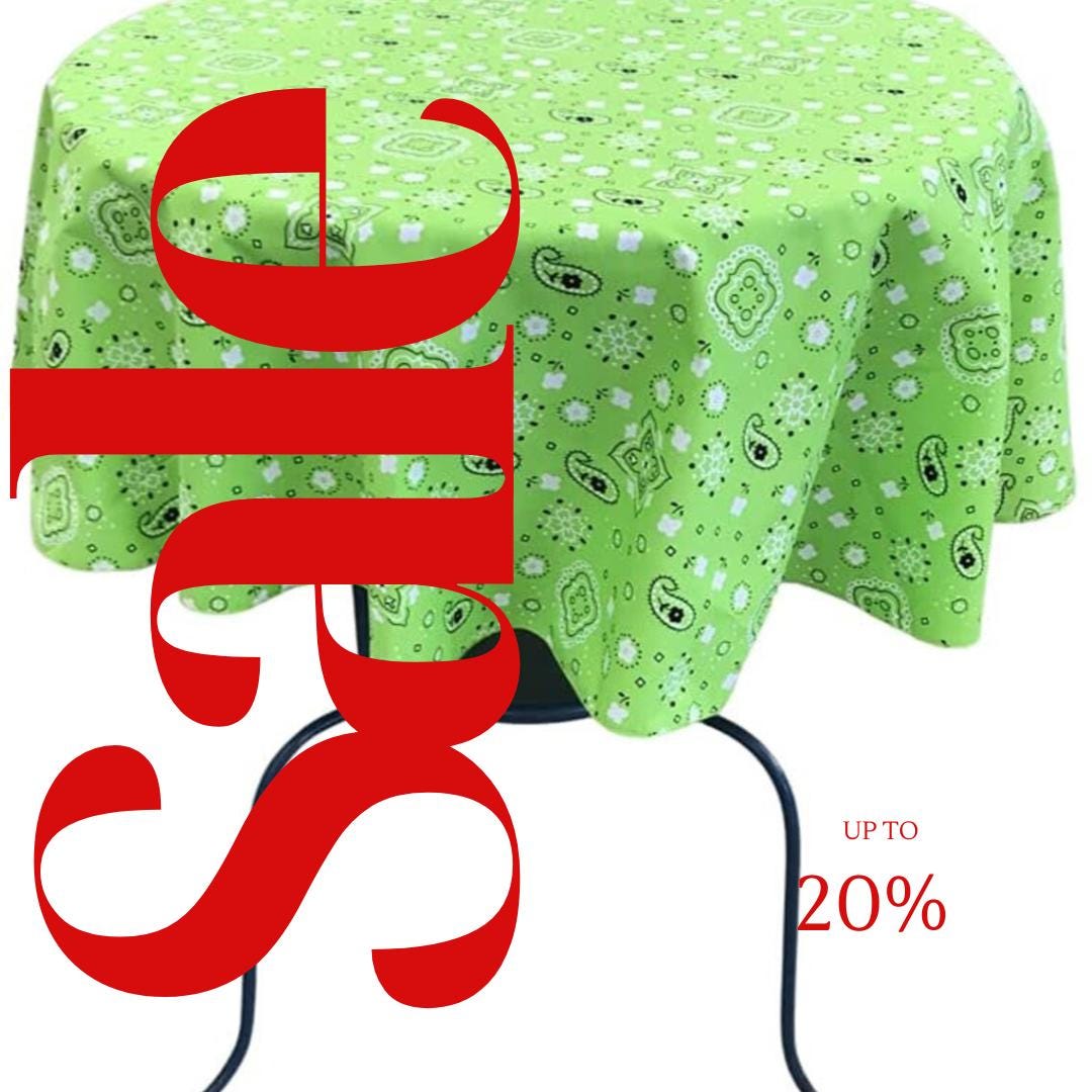 LIME - Bandanna - Round Print Poly Cotton Tablecloth, Table Cover Fabric Table Cloth for Dinning, Kitchen, Party, Holiday