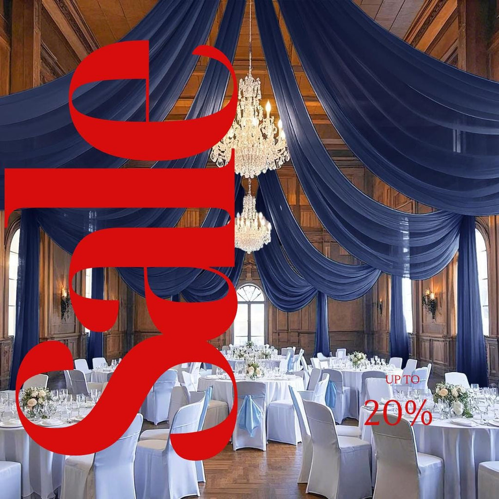 NAVY - 6 Panels Ceiling Drapes for Wedding 5ftx21ft Sheer Drapery Chiffon Fabric Arch Draping for Party Ceremony Birthday Baby Shower