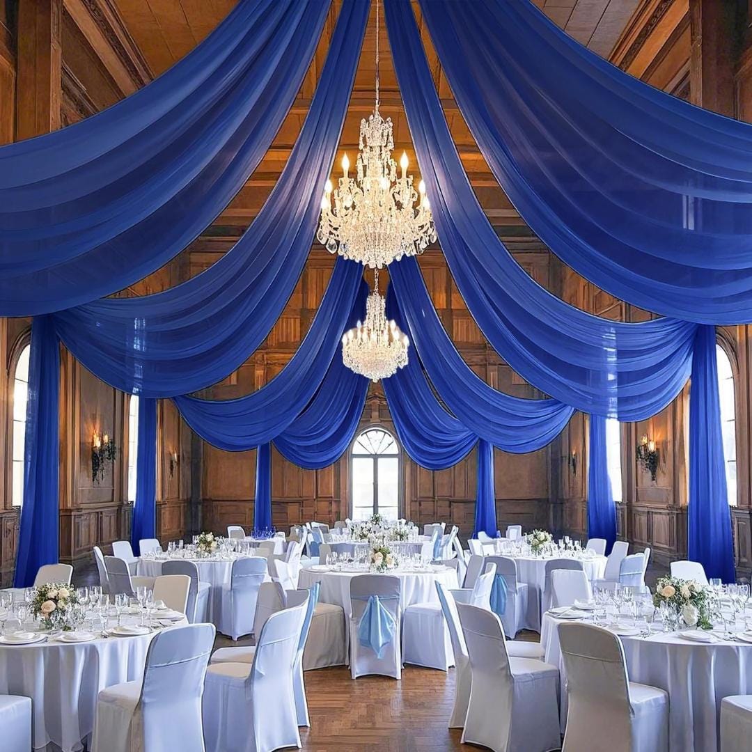 ROYAL - 6 Panels Ceiling Drapes for Wedding 5ftx21ft Sheer Drapery Chiffon Fabric Arch Draping for Party Ceremony Birthday Baby Shower