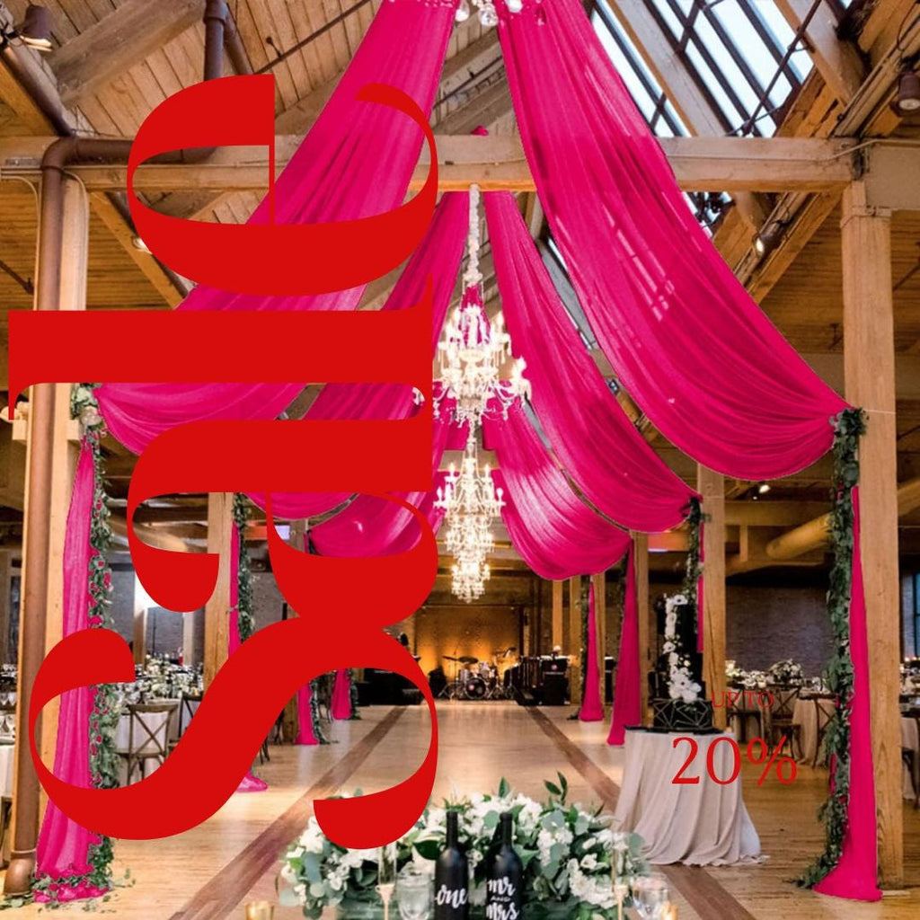 FUCHSIA - 6 Panels Ceiling Drapes for Wedding 5ftx21ft Sheer Drapery Chiffon Fabric Arch Draping for Party Ceremony Birthday Baby Shower