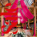 FUCHSIA - 6 Panels Ceiling Drapes for Wedding 5ftx21ft Sheer Drapery Chiffon Fabric Arch Draping for Party Ceremony Birthday Baby Shower