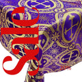OVERLAY  - Metallic Cross Brocade - PURPLE/GOLD - Jacquard Satin Tablecloth Overlay/Religious Brocade/Liturgical Fabric/Church.