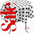 White/Black  - Polka Dot - Round Print Poly Cotton Tablecloth, Table Cover Fabric Table Cloth for Dinning, Kitchen, Party, Holiday