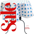 White/Turquoise  - Polka Dot - Round Print Poly Cotton Tablecloth, Table Cover Fabric Table Cloth for Dinning, Kitchen, Party, Holiday