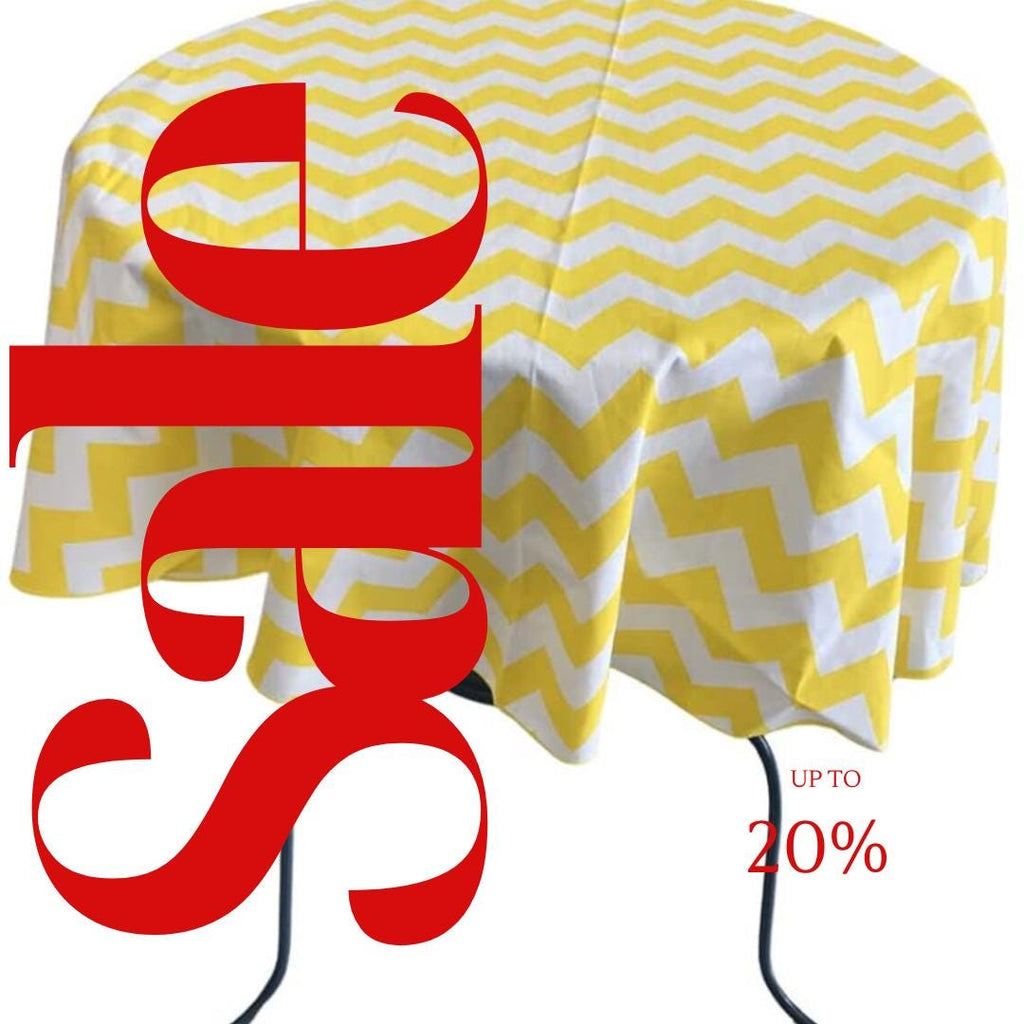 Yellow  - Chevron/Zig Zag - Round Print Poly Cotton Tablecloth, Table Cover Fabric Table Cloth for Dinning, Kitchen, Party, Holiday