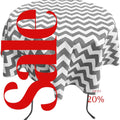 Silver  - Chevron/Zig Zag - Round Print Poly Cotton Tablecloth, Table Cover Fabric Table Cloth for Dinning, Kitchen, Party, Holiday