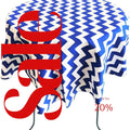 Royal  - Chevron/Zig Zag - Round Print Poly Cotton Tablecloth, Table Cover Fabric Table Cloth for Dinning, Kitchen, Party, Holiday