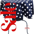 Navy/White  - Polka Dot - Round Print Poly Cotton Tablecloth, Table Cover Fabric Table Cloth for Dinning, Kitchen, Party, Holiday