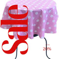 Pink/White  - Polka Dot - Round Print Poly Cotton Tablecloth, Table Cover Fabric Table Cloth for Dinning, Kitchen, Party, Holiday