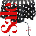 Black/White - Polka Dot - Round Print Poly Cotton Tablecloth, Table Cover Fabric Table Cloth for Dinning, Kitchen, Party, Holiday