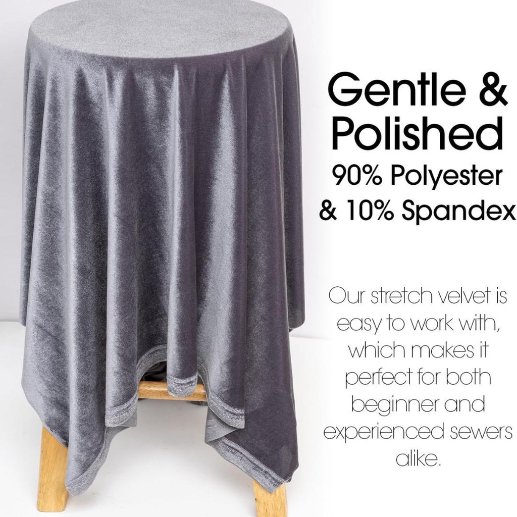 Stretch Velvet Tablecloth - CHARCOAL - Luxurious Elegant Table Cover in Beautiful for Weddings,Parties, Baby Showers and Events. Choose Size