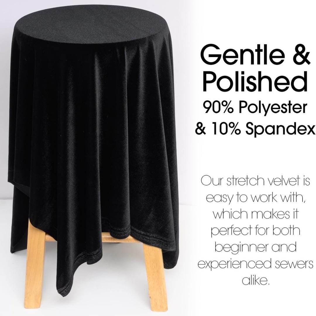 Stretch Velvet Tablecloth - BLACK -  Luxurious Elegant Table Cover in Beautiful for Weddings, Parties, Baby Showers and Events. Choose Size