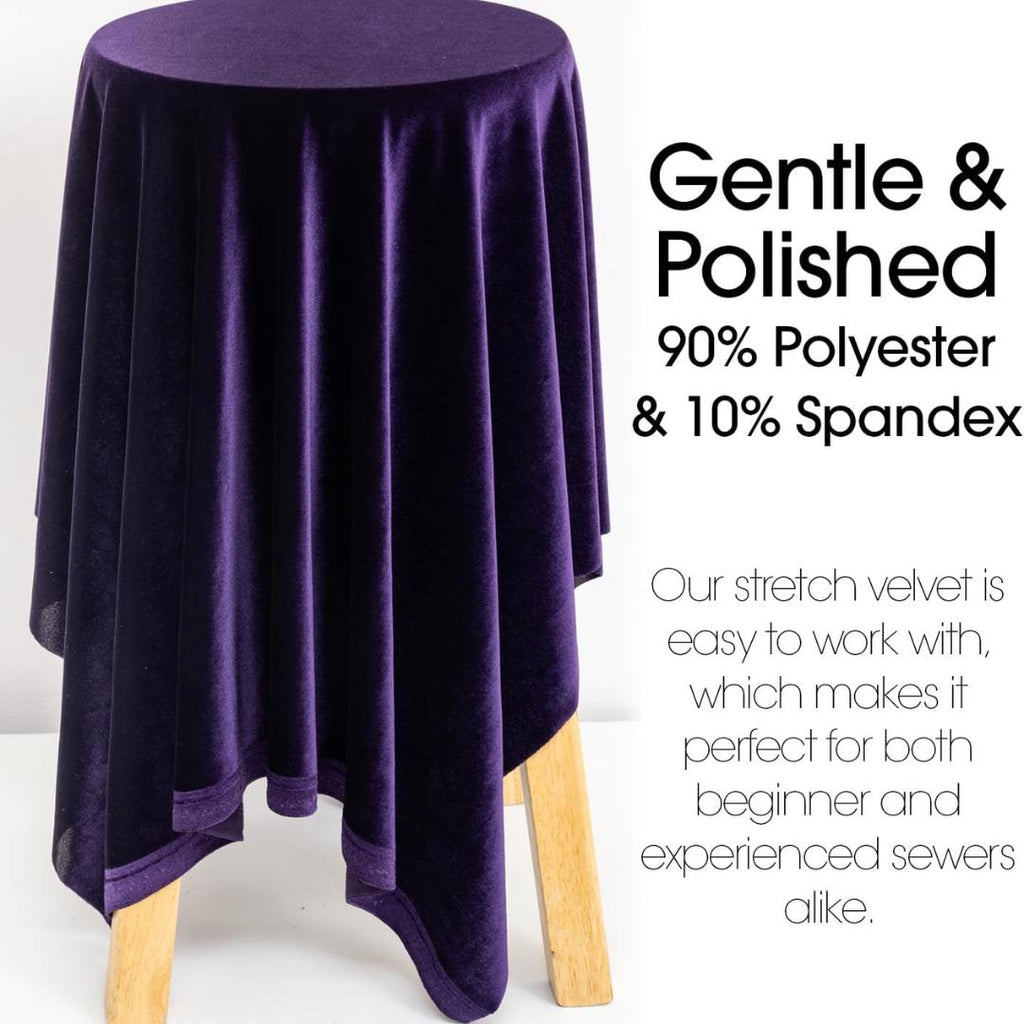 Stretch Velvet Tablecloth - PURPLE -  Luxurious Elegant Table Cover in Beautiful for Weddings, Parties, Baby Showers and Events. Choose Size