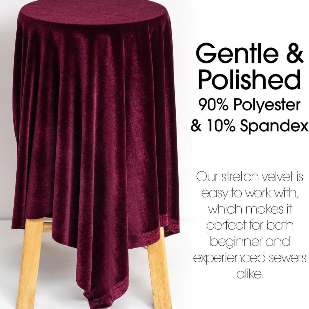 Stretch Velvet Tablecloth - BURGUNDY - Luxurious Elegant Table Cover in Beautiful for Weddings Parties, Baby Showers and Events. Choose Size
