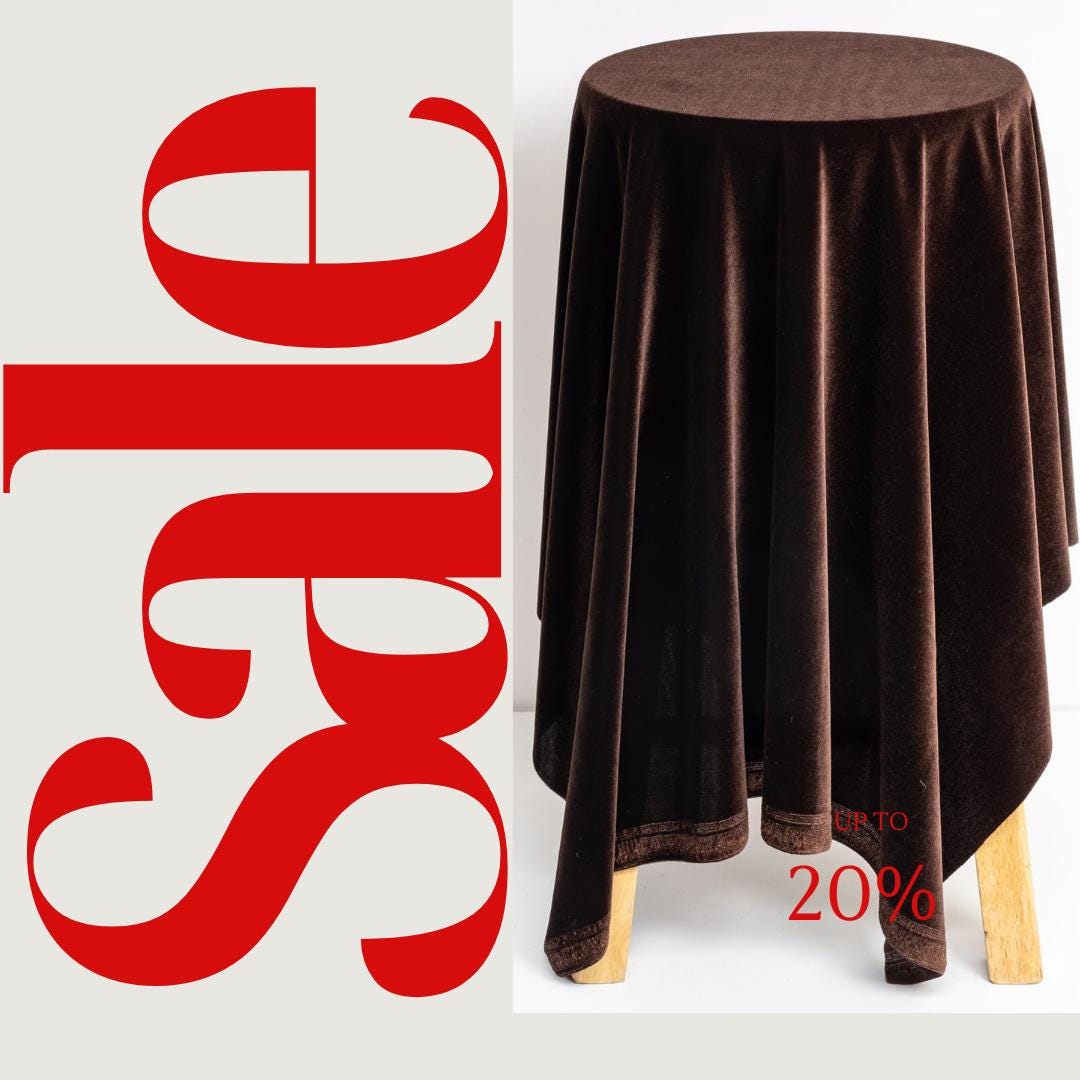 Stretch Velvet Tablecloth - BROWN -  Luxurious Elegant Table Cover in Beautiful for Weddings, Parties, Baby Showers and Events. Choose Size