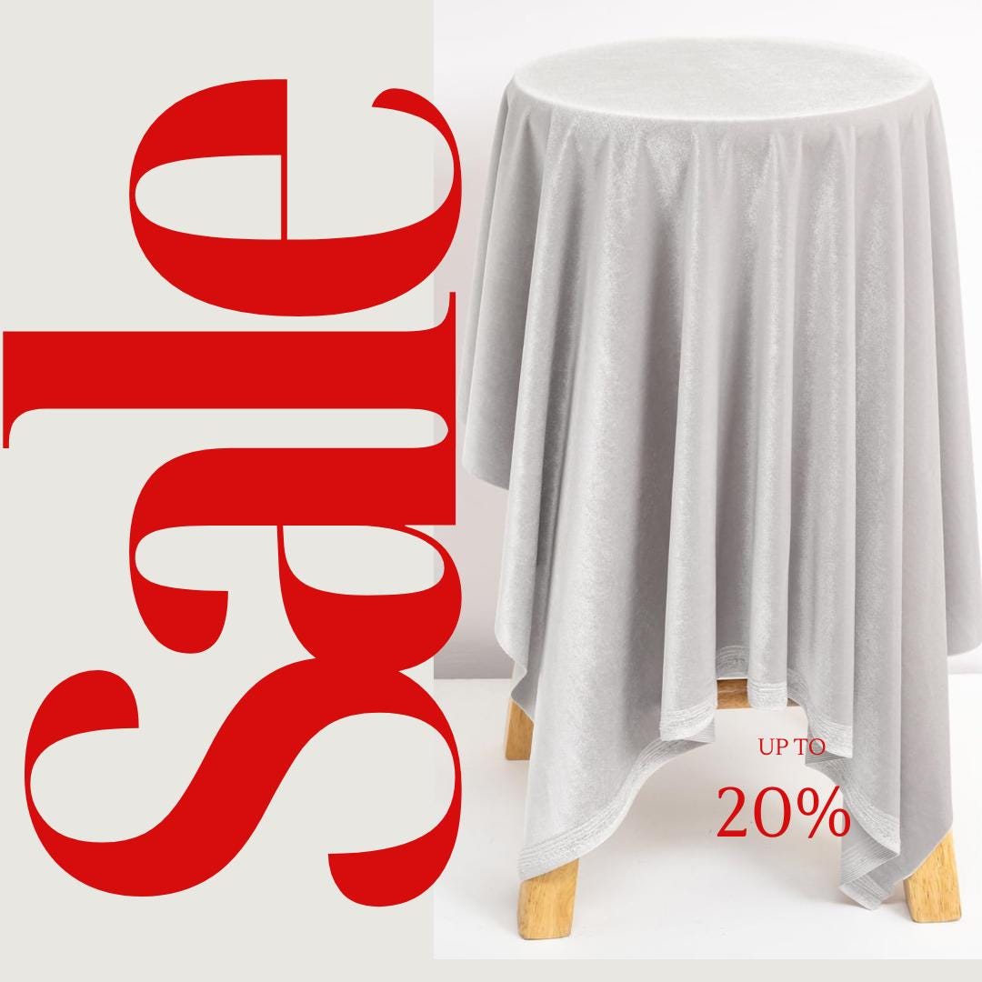 Velvet Tablecloth - SILVER -  Luxurious Elegant Table Cover in Beautiful for Weddings, Parties, Baby Showers and Events. Choose Size Below