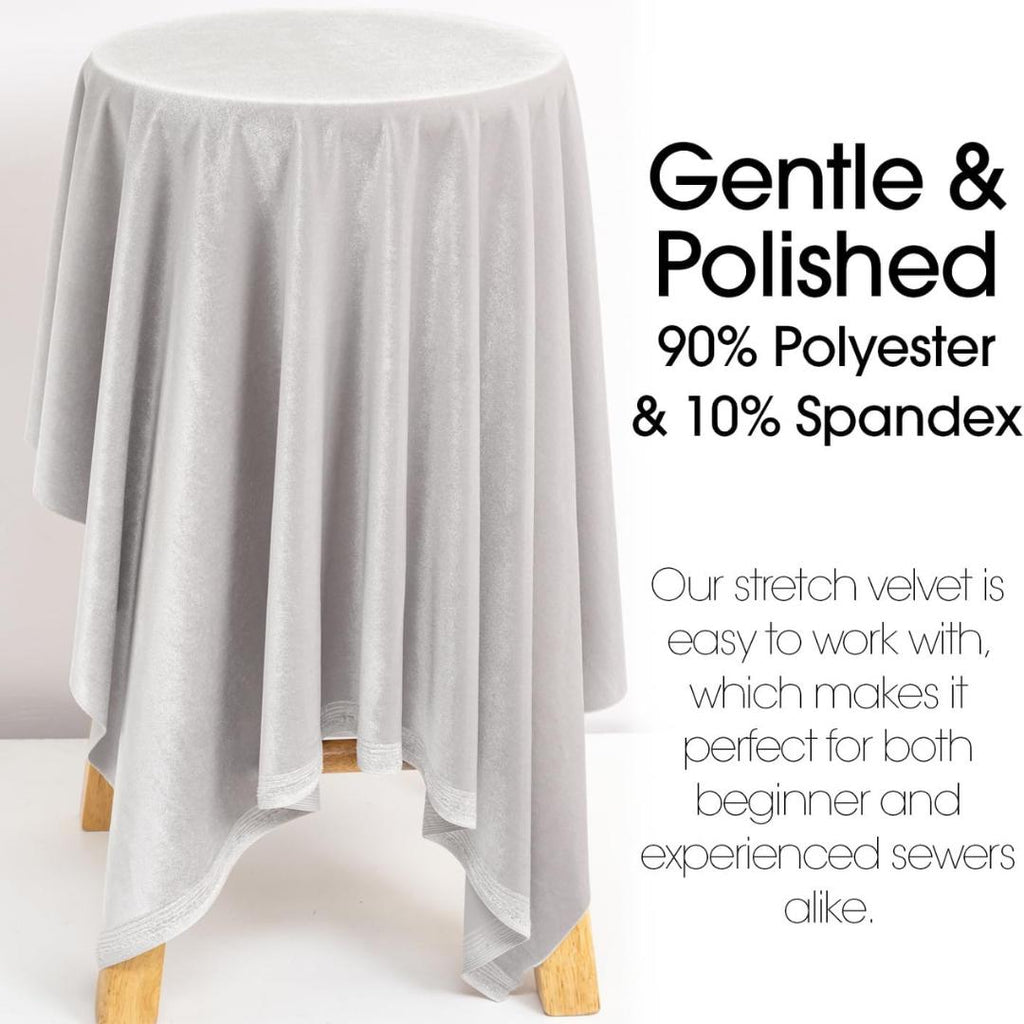 Stretch Velvet Tablecloth - SILVER -  Luxurious Elegant Table Cover in Beautiful for Weddings, Parties, Baby Showers and Events. Choose Size