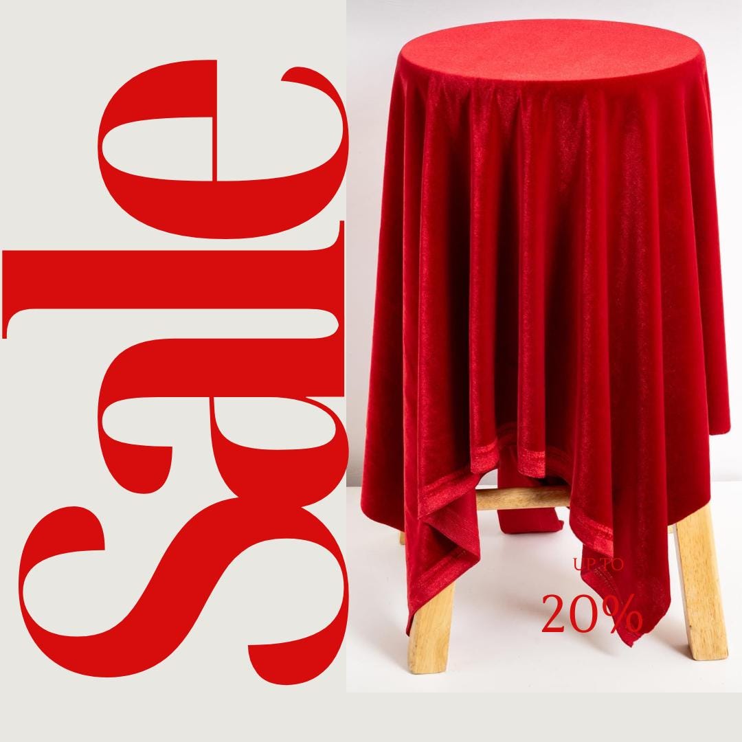 Stretch Velvet Tablecloth - RED -  Luxurious Elegant Table Cover in Beautiful for Weddings, Parties, Baby Showers and Events. Choose Size