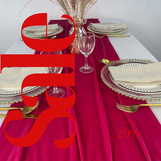 3 Pack - FUCHSIA - Luxurious Wedding Reception Decorations Soft Velvet Fabric for Party Wedding Anniversary Valentines Day Runners.