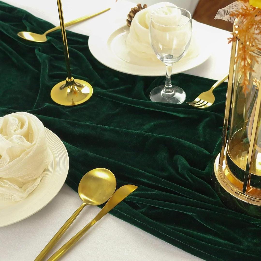 3 Pack - HUNTER - Luxurious Wedding Reception Decorations Soft Velvet Fabric for Party Wedding Anniversary Valentines Day Runners.