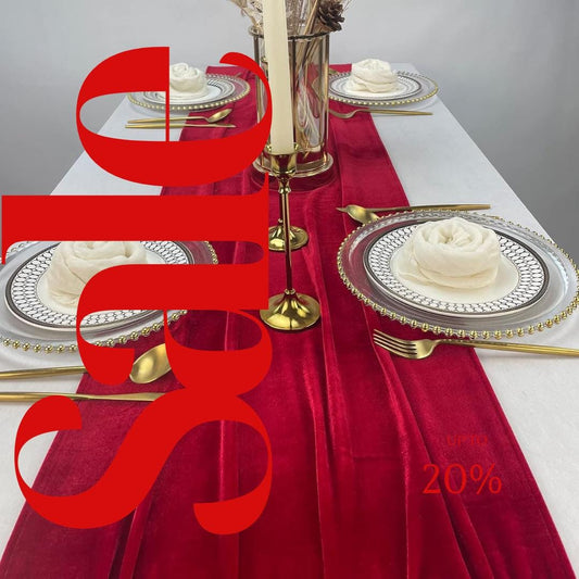 3 Pack - RED - Luxurious Wedding Reception Decorations Soft Velvet Fabric for Party Wedding Anniversary Valentines Day Runners.