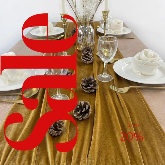 3 Pack - GOLD - Luxurious Wedding Reception Decorations Soft Velvet Fabric for Party Wedding Anniversary Valentines Day Runners.