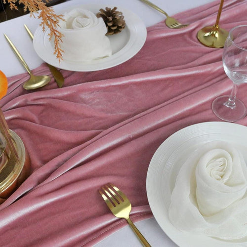 3 Pack - LT PINK - Luxurious Wedding Reception Decorations Soft Velvet Fabric for Party Wedding Anniversary Valentines Day Runners.