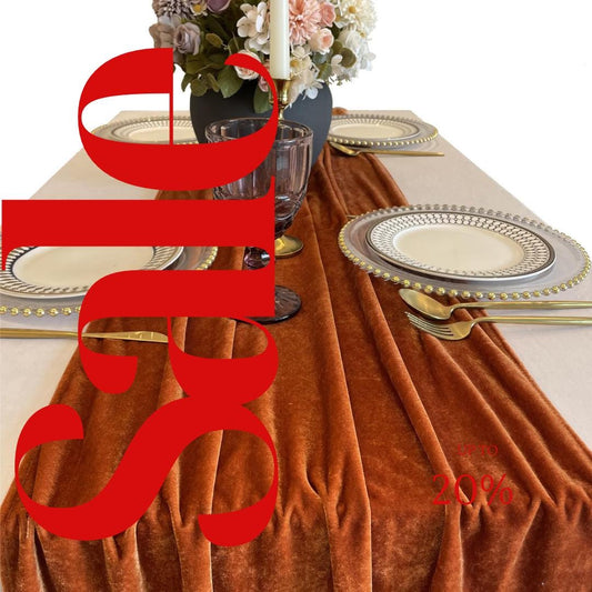 3 Pack - TERRACOTA - Luxurious Wedding Reception Decorations Soft Velvet Fabric for Party Wedding Anniversary Valentines Day Runners.
