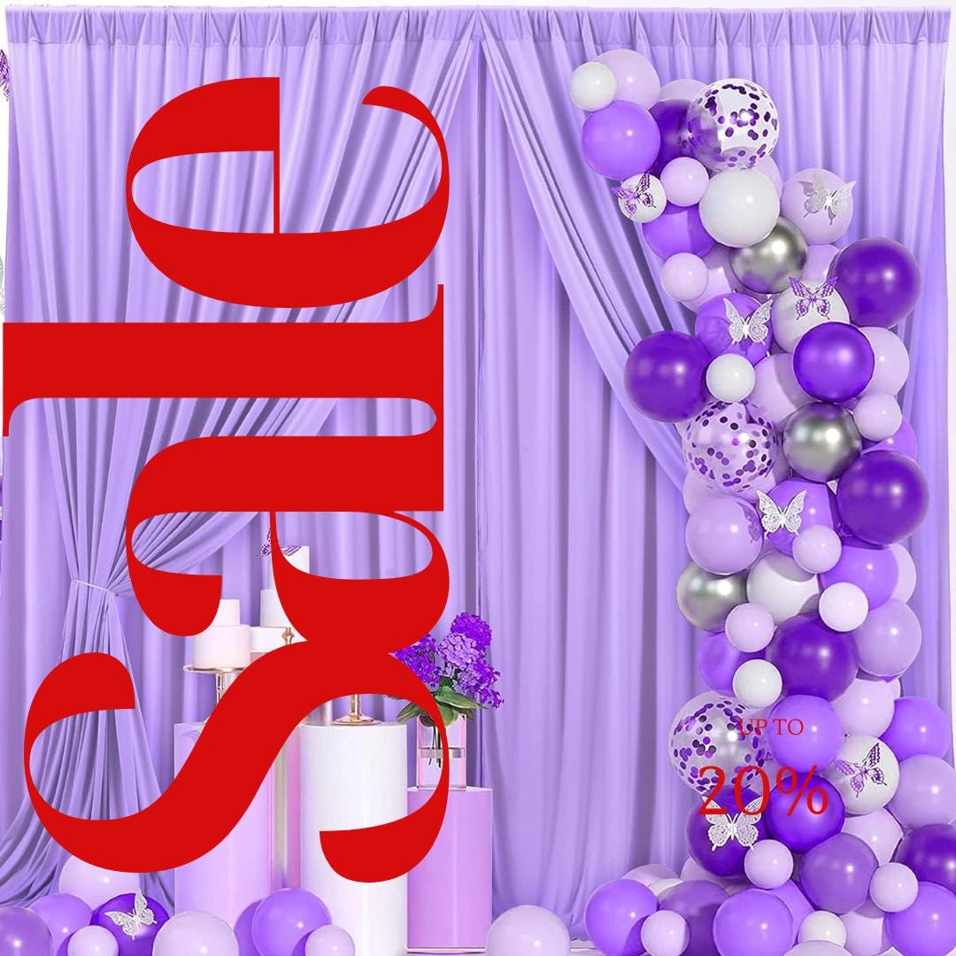 LAVENDER - Wrinkle Free Backdrop Curtains for Parties  - 10 Panels 5x10ft Silky Interlock Backdrop for Weddings Birthday Party Curtains